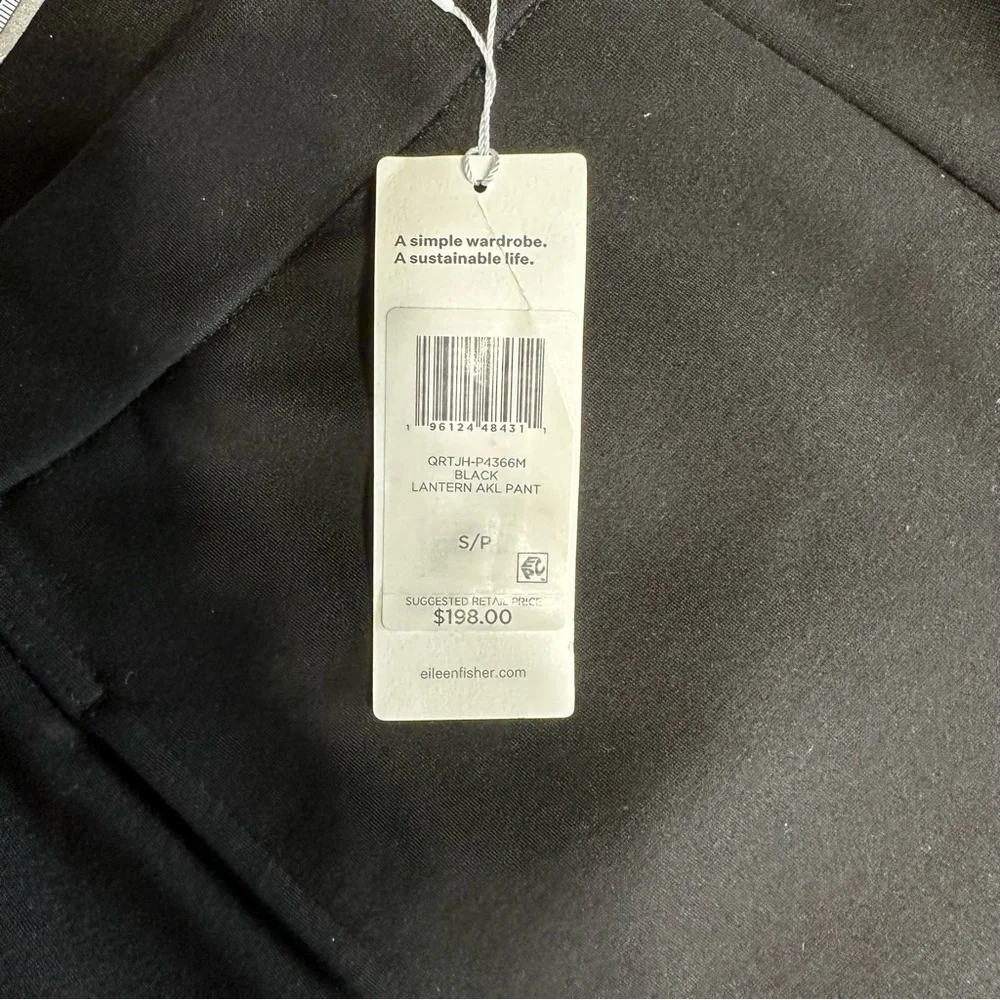 Eileen Fisher Dressy Flex Ponte  Black Lantern Ankle Pant SP NWT - Picture 8 of 9